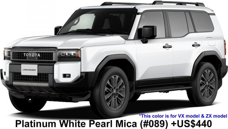 Toyota Land Cruiser-250 body color: Platinum White Pearl Mica (Color #089) +US$440