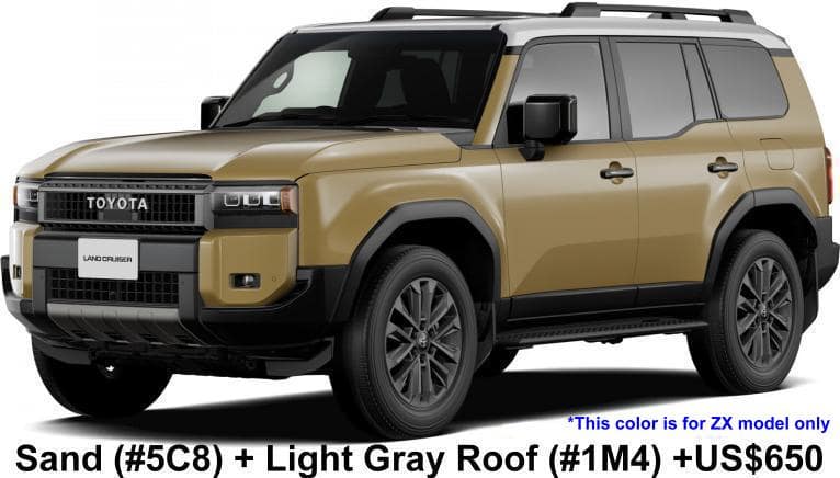 Toyota Land Cruiser-250 body color: Sand (#5C8) + Light Gray Roof (Color #1M4) +US$650