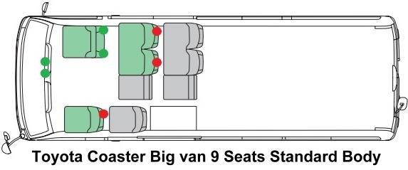 Toyota Coaster Big Van picture: Seats Arrangement (Standard Body)