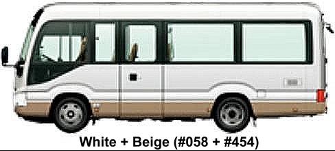 Toyota Coaster Big Van body color: White + Beige (color No. 058 + 454)