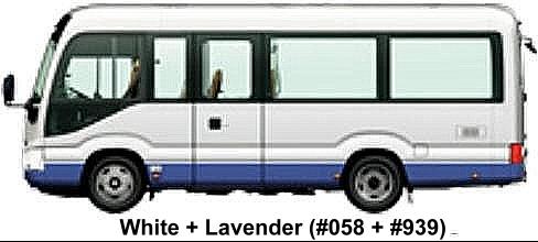 Toyota Coaster Big Van body color: White + Lavender (color No. 058 + 939)