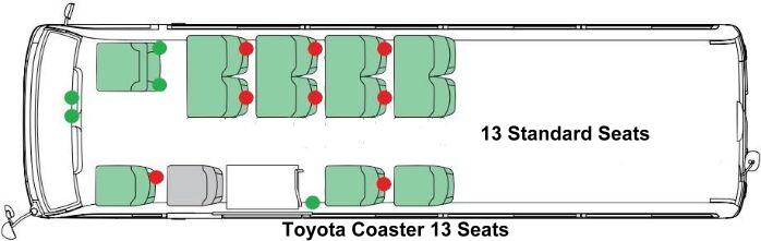 Toyota Coaster LX 13 Seater picture: Seats Arrangement 13 Adult Seats
