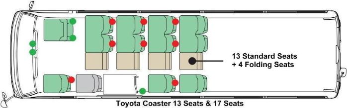Toyota Coaster LX 13 Seater picture: Seats Arrangement 13 + 4 Adult Seats