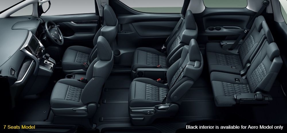 New Toyota Alphard Hybrid interior color: Black 7 Seater Model