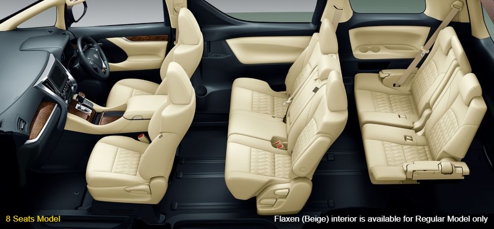 New Toyota Alphard Hybrid interior color: Flaxen (Beige) 8 Seater Model