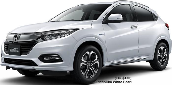 New Honda Vezel Hybrid body color: PLATINUM WHITE PEARL (option color +US$470)
