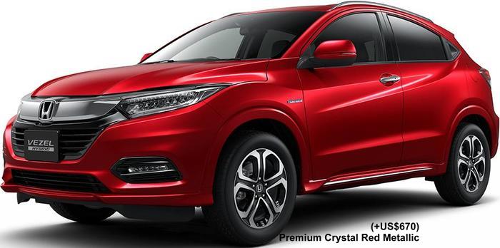 New Honda Vezel Hybrid body color: PREMIUM CRYSTAL RED METALLIC (option color +US$670)